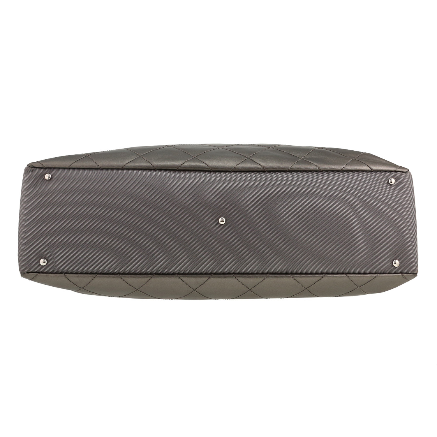 Chanel  Paris-Biarritz shopping bag  in grey canvas  and white canvas - Detail D1