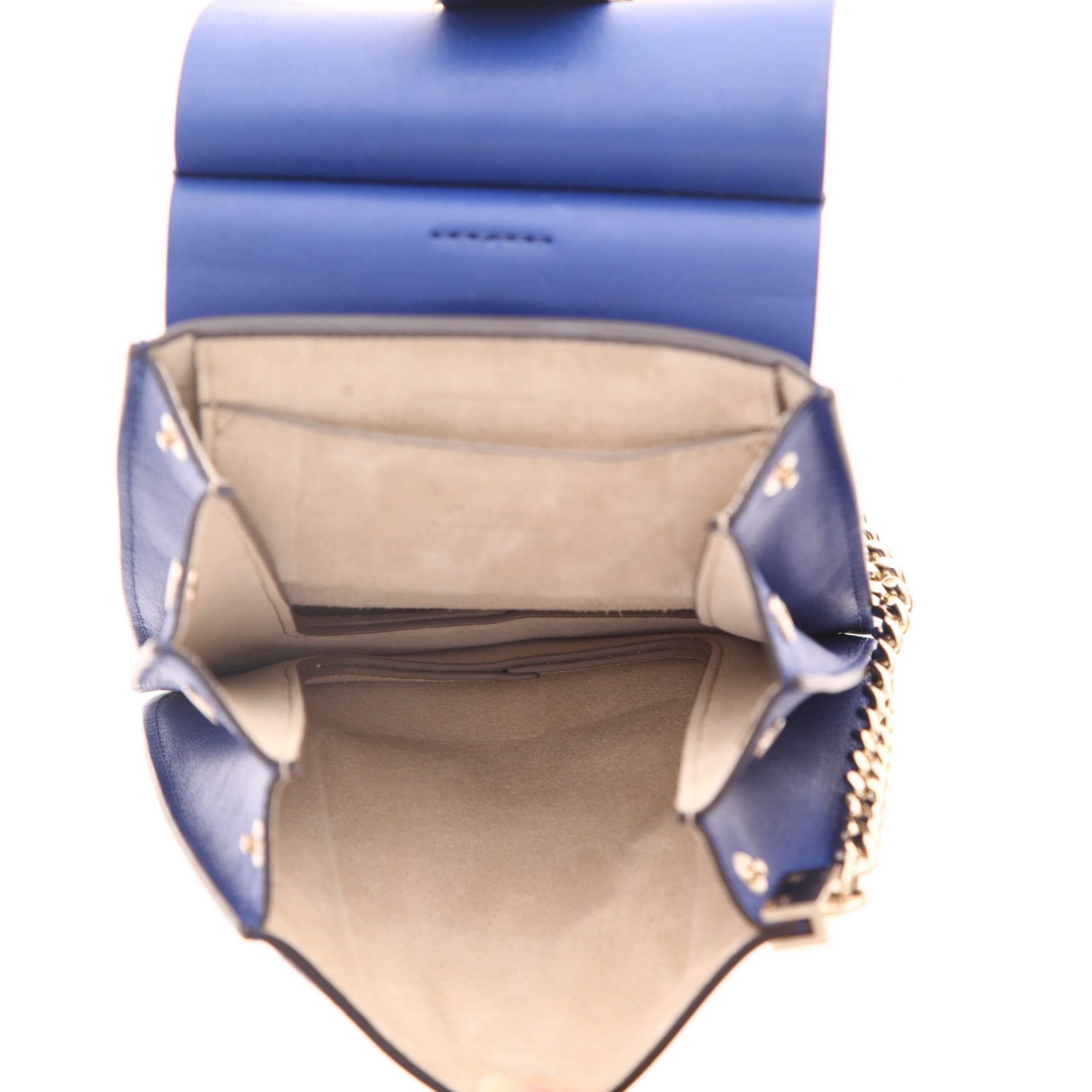 Chloé  Faye shoulder bag  in blue leather  and blue suede - Detail D3