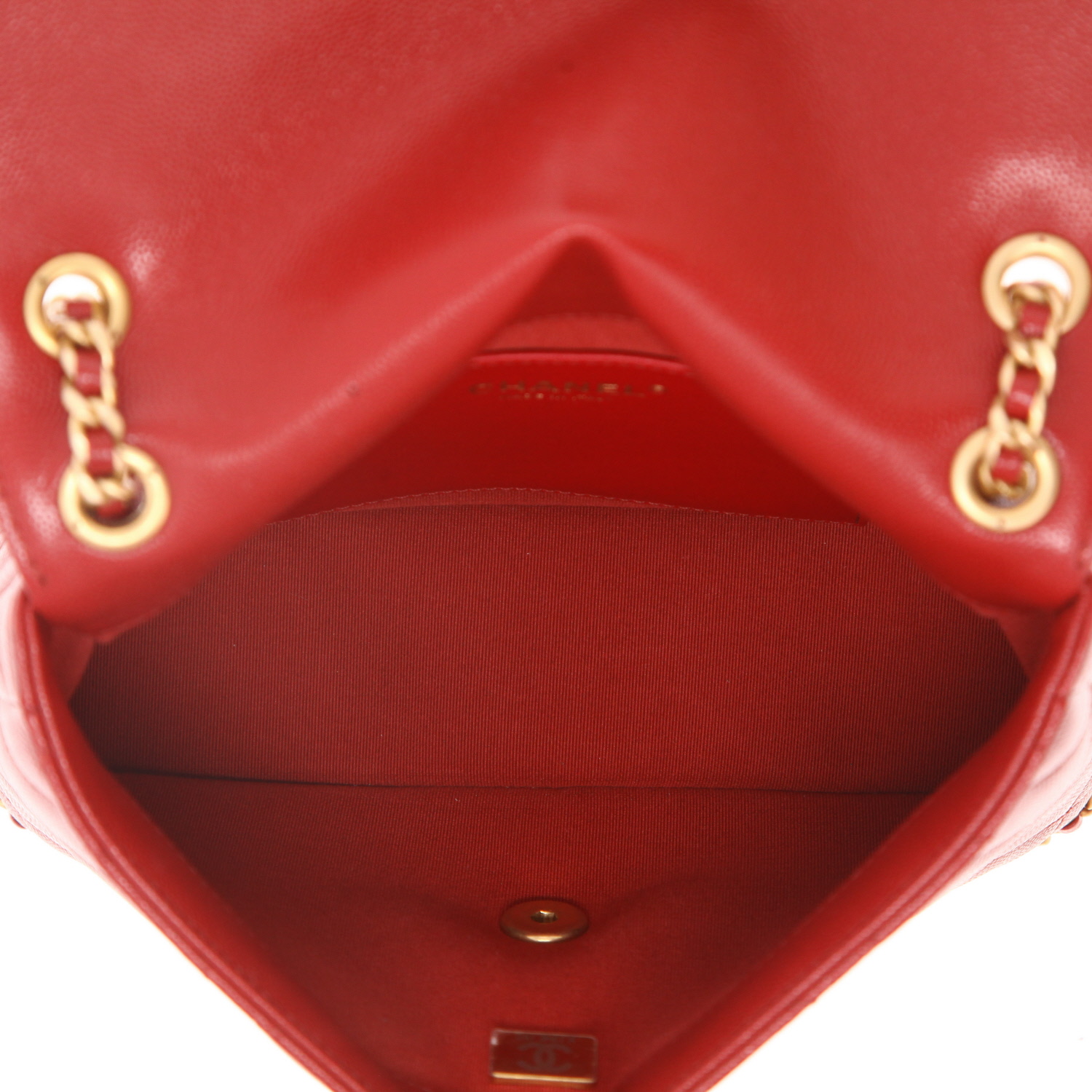 Borsa Chanel  Timeless in pelle martellata e trapuntata rossa - Detail D3