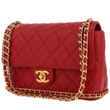 Bolso de mano Chanel  Timeless en cuero granulado acolchado rojo