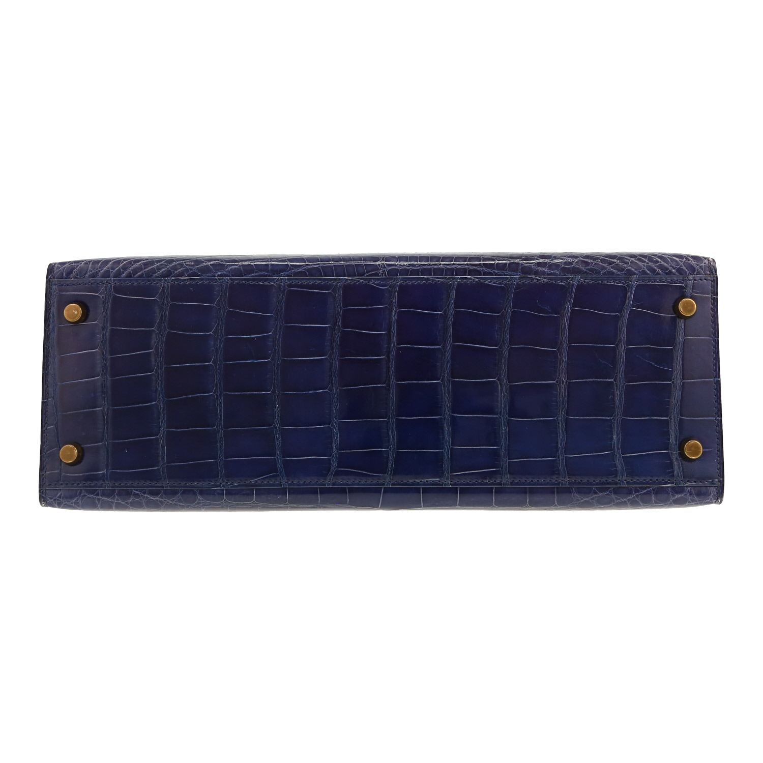 Bolso de mano Hermès  Kelly 32 cm en aligátor Bleu Abysse - Detail D1