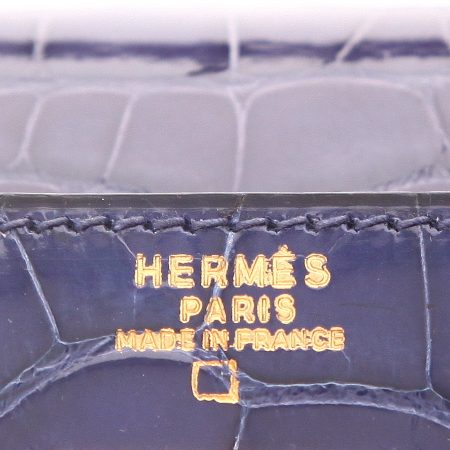 Sac à main Hermès  Kelly 32 cm en alligator Bleu Abysse - Detail D2