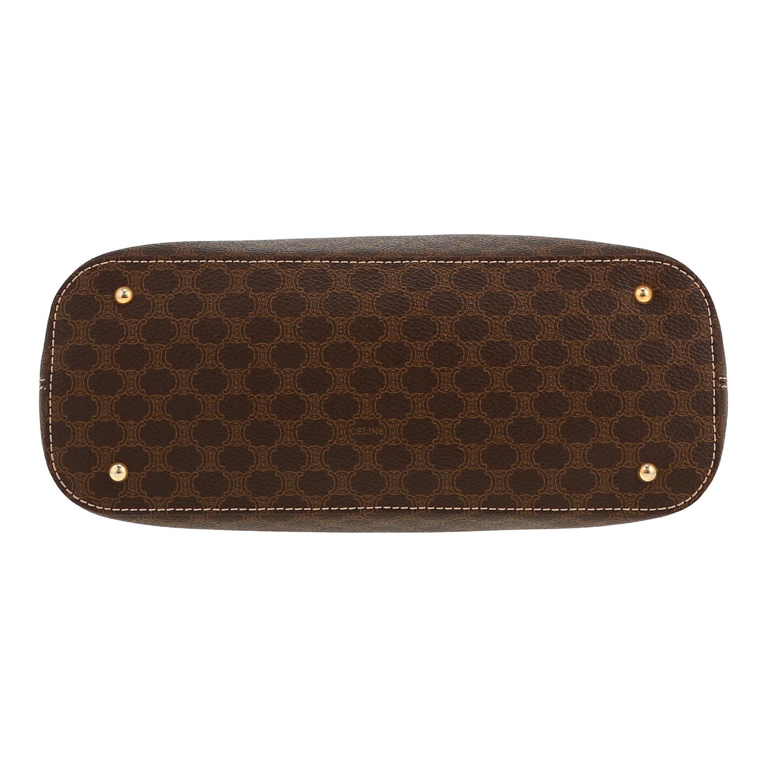 Bolso de mano Celine  Vintage en lona Monogram marrón y cuero marrón - Detail D1