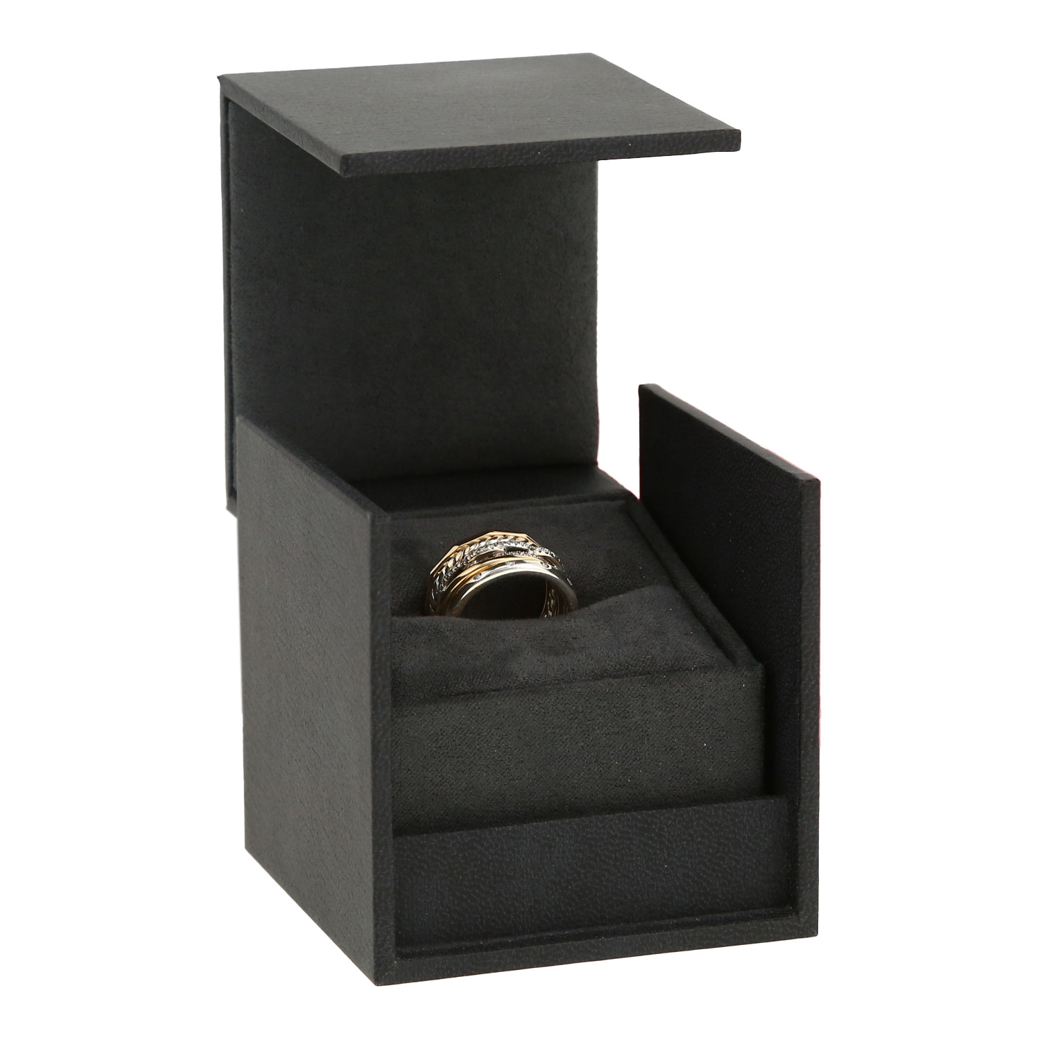 Sortija articulada David Yurman Narrow de oro amarillo, plata y diamantes - Detail D2