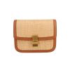 Borsa a tracolla Celine  Classic Box in rafia beige e pelle marrone - 360 thumbnail