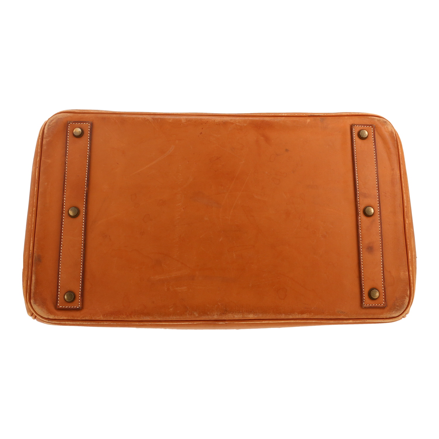 Bolsa de viaje Hermès  Haut à Courroies en cuero marrón - Detail D1