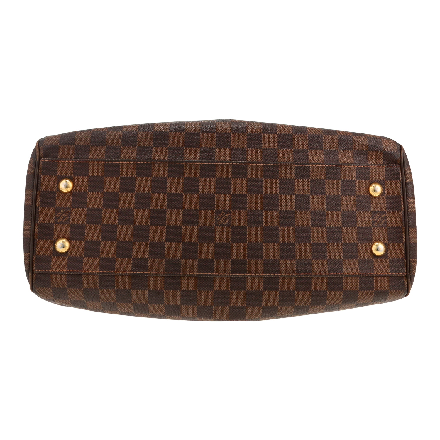 Louis Vuitton  Trevi handbag  in ebene damier canvas  and brown leather - Detail D1
