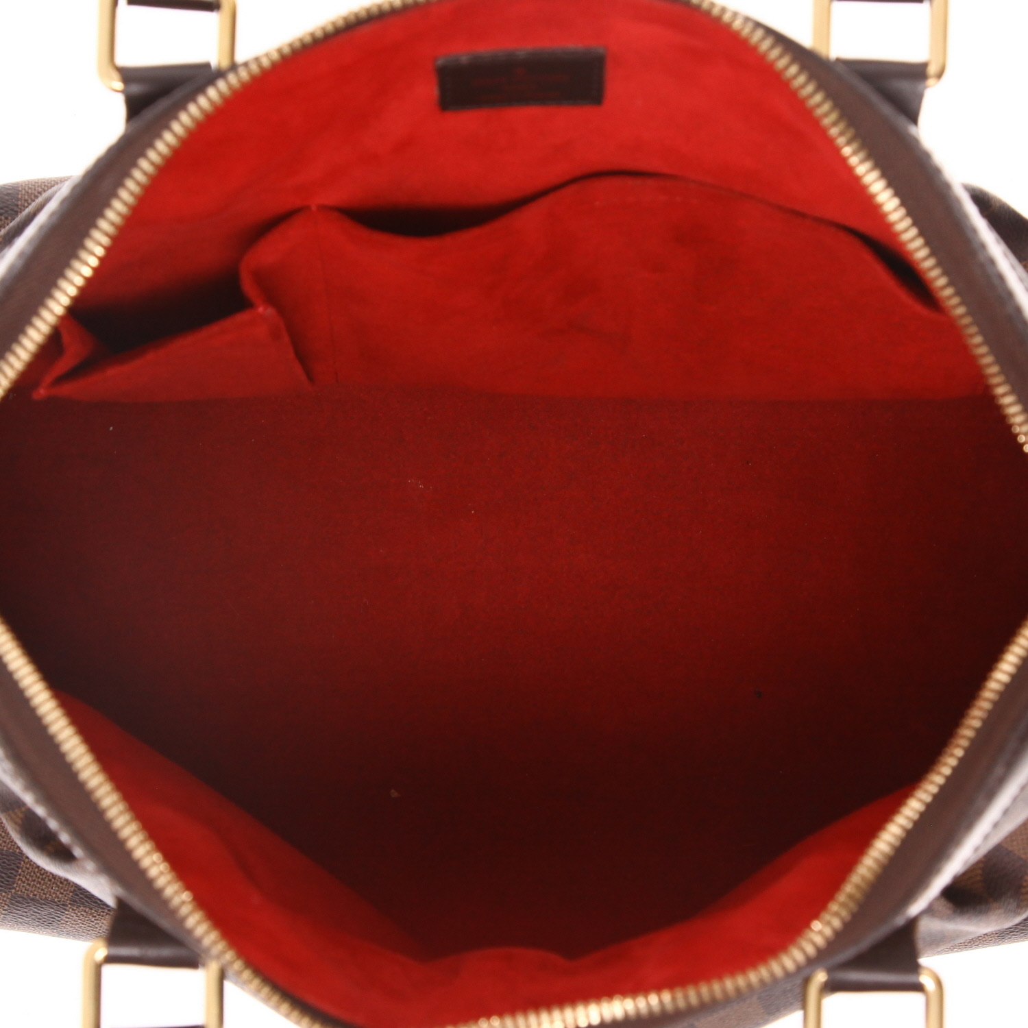 Sac à main Louis Vuitton  Trevi en toile damier ébène et cuir marron - Detail D3