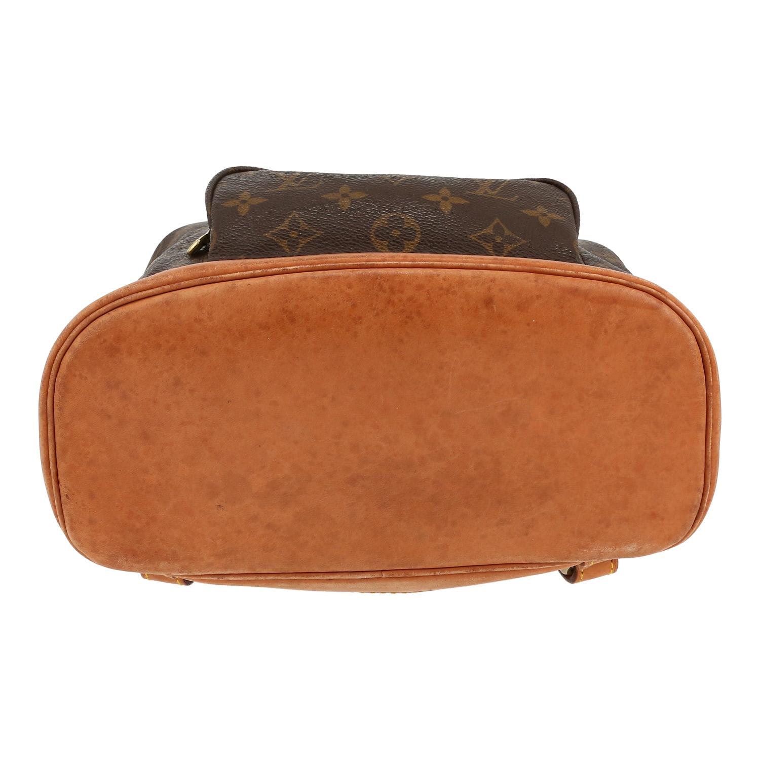 Zaino Louis Vuitton  Montsouris Backpack in tela monogram marrone e pelle naturale - Detail D1