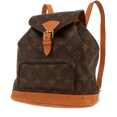 Sac à dos Louis Vuitton  Montsouris Backpack en toile monogram marron et cuir naturel
