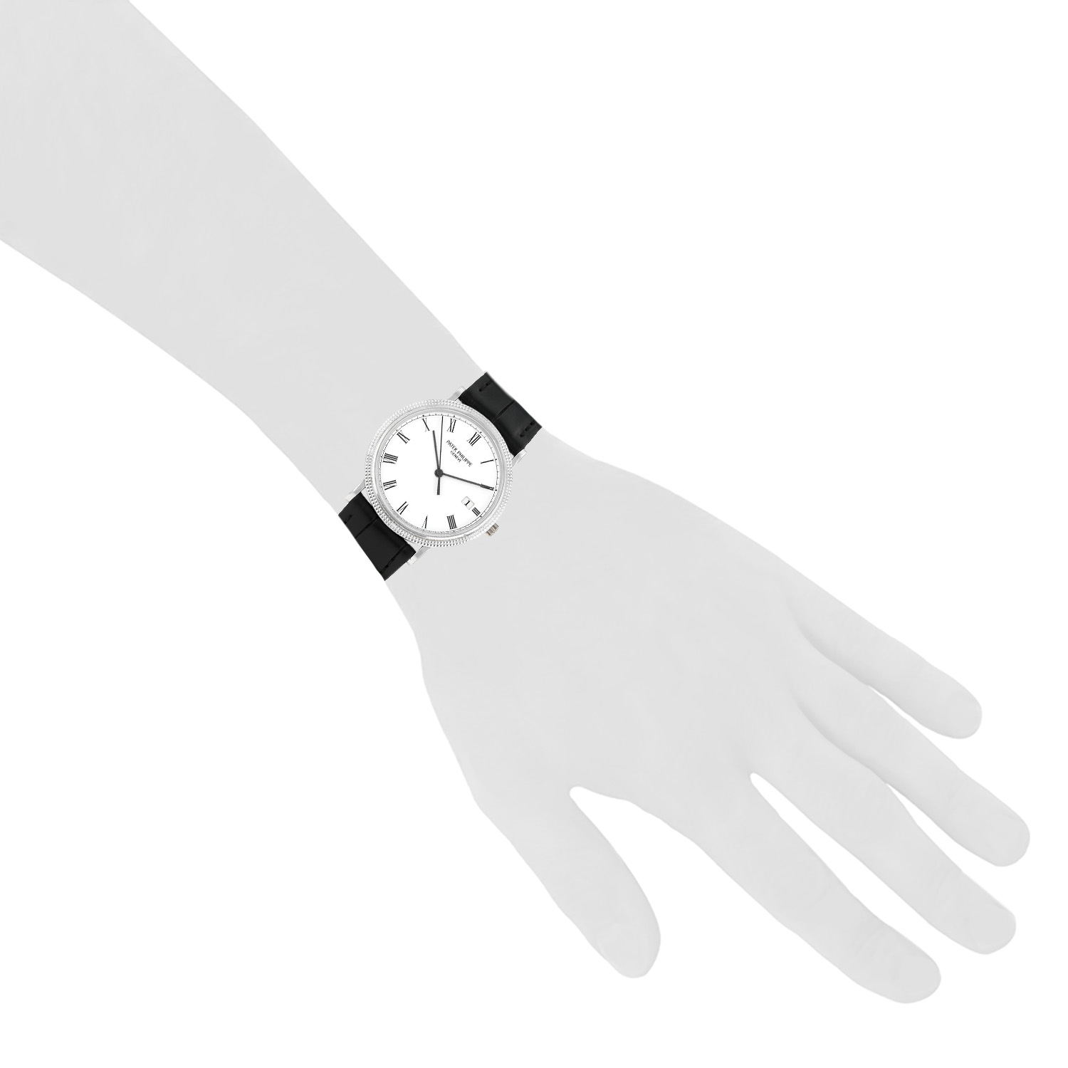 Montre Patek Philippe Calatrava Clous De Paris en or blanc Ref: Patek Philippe - 3944  Vers 1980 - Detail D1