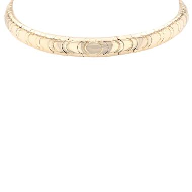 Half-flexible Marina B  linked necklace in yellow gold and stainless steel