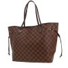 Louis Vuitton  Neverfull shopping bag  in ebene damier canvas  and brown leather - 00pp thumbnail