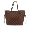 Louis Vuitton  Neverfull shopping bag  in ebene damier canvas  and brown leather - 360 thumbnail