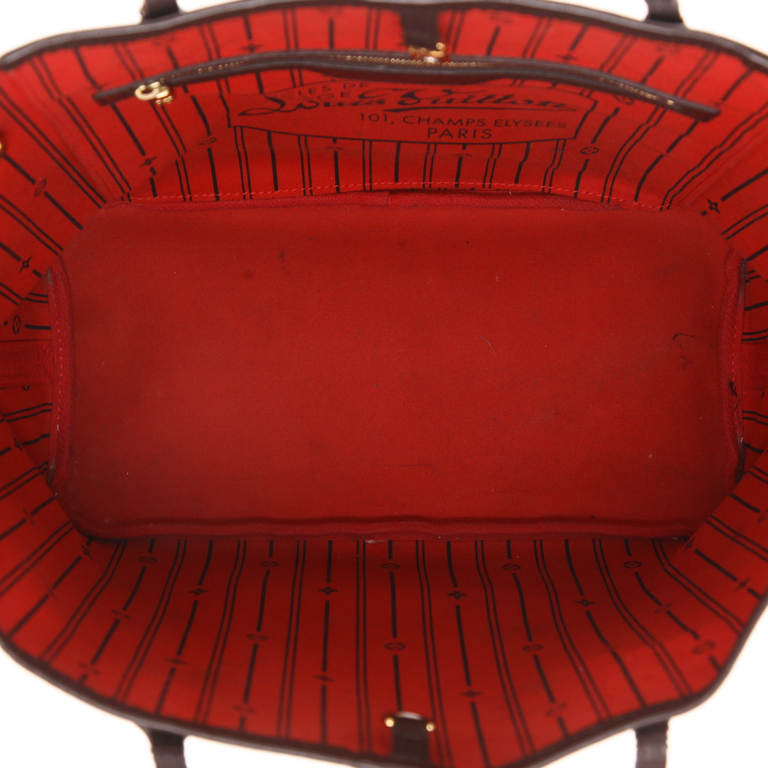 Sac cabas Louis Vuitton  Neverfull en toile damier ébène et cuir marron - Detail D3