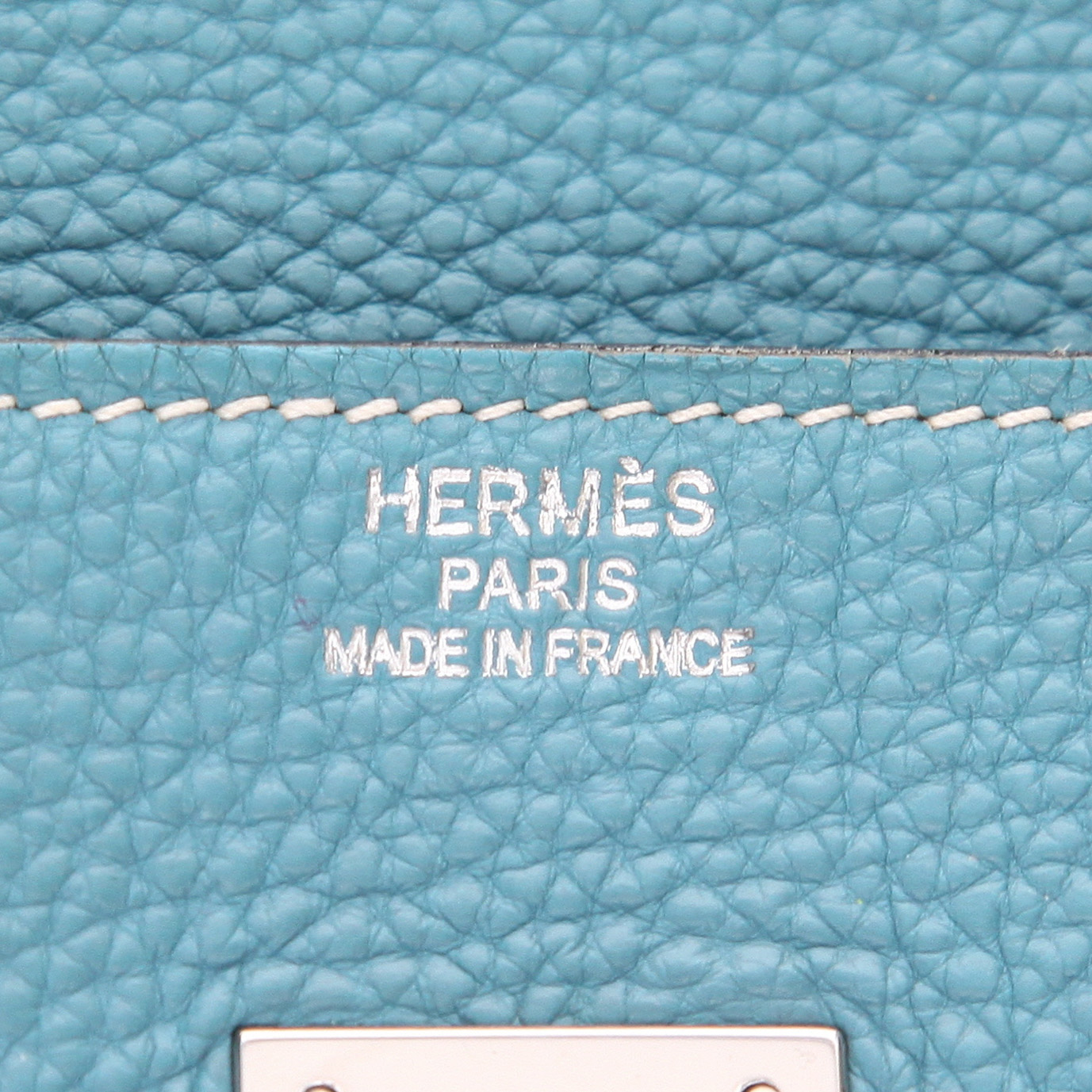 Bolso de mano Hermès  Birkin 35 cm en cuero togo azul - Detail D2