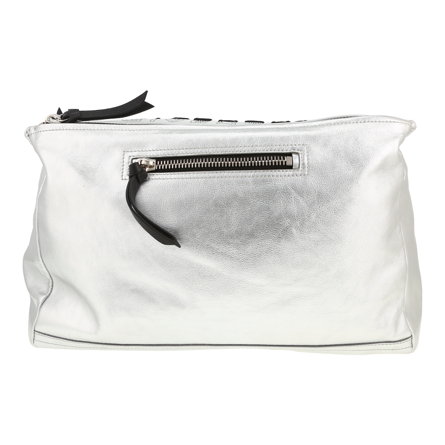 Bolso bandolera Givenchy  Pandora en cuero plateado - Detail D1