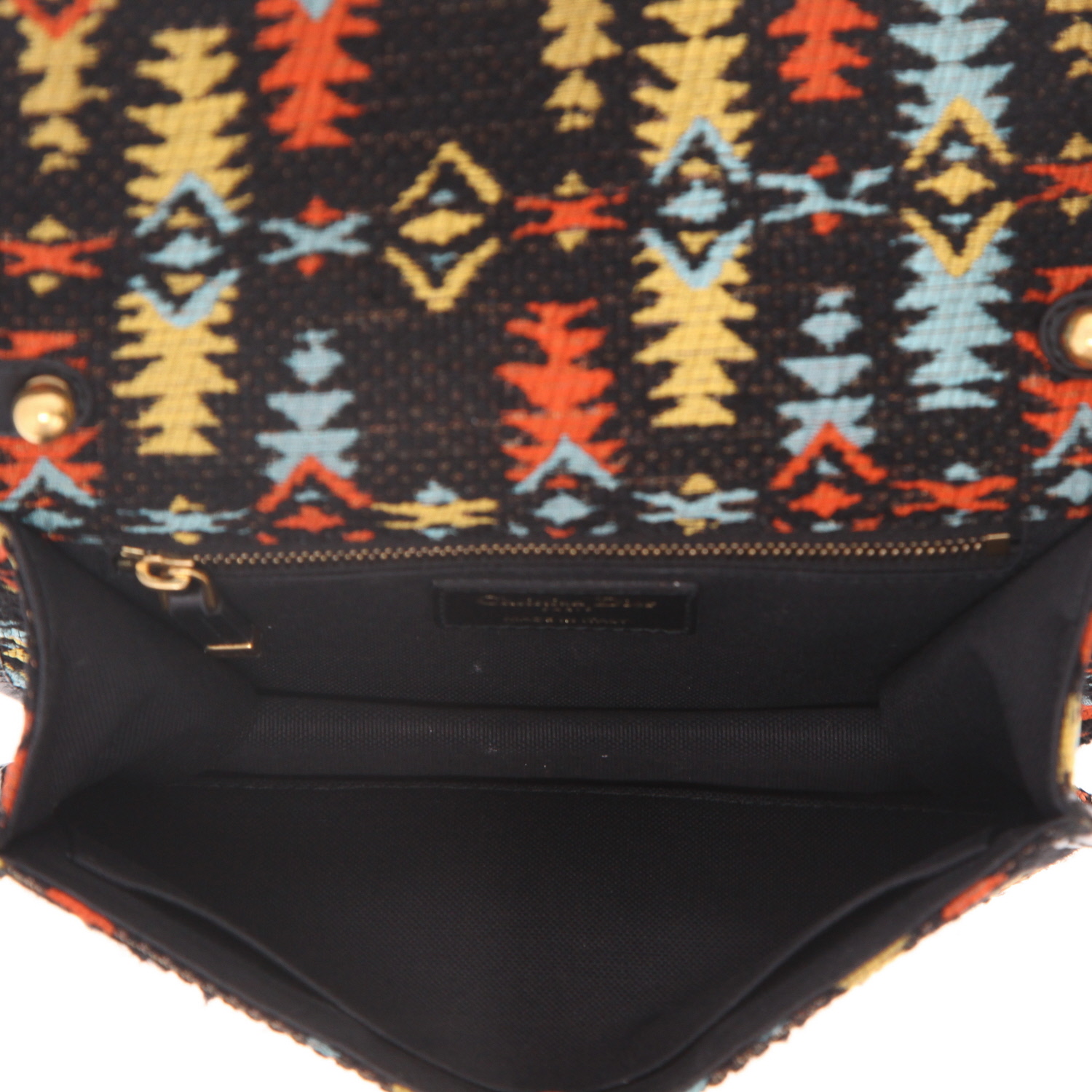 Bolso bandolera Dior  Dioraddict en lona negra amarilla y roja - Detail D3