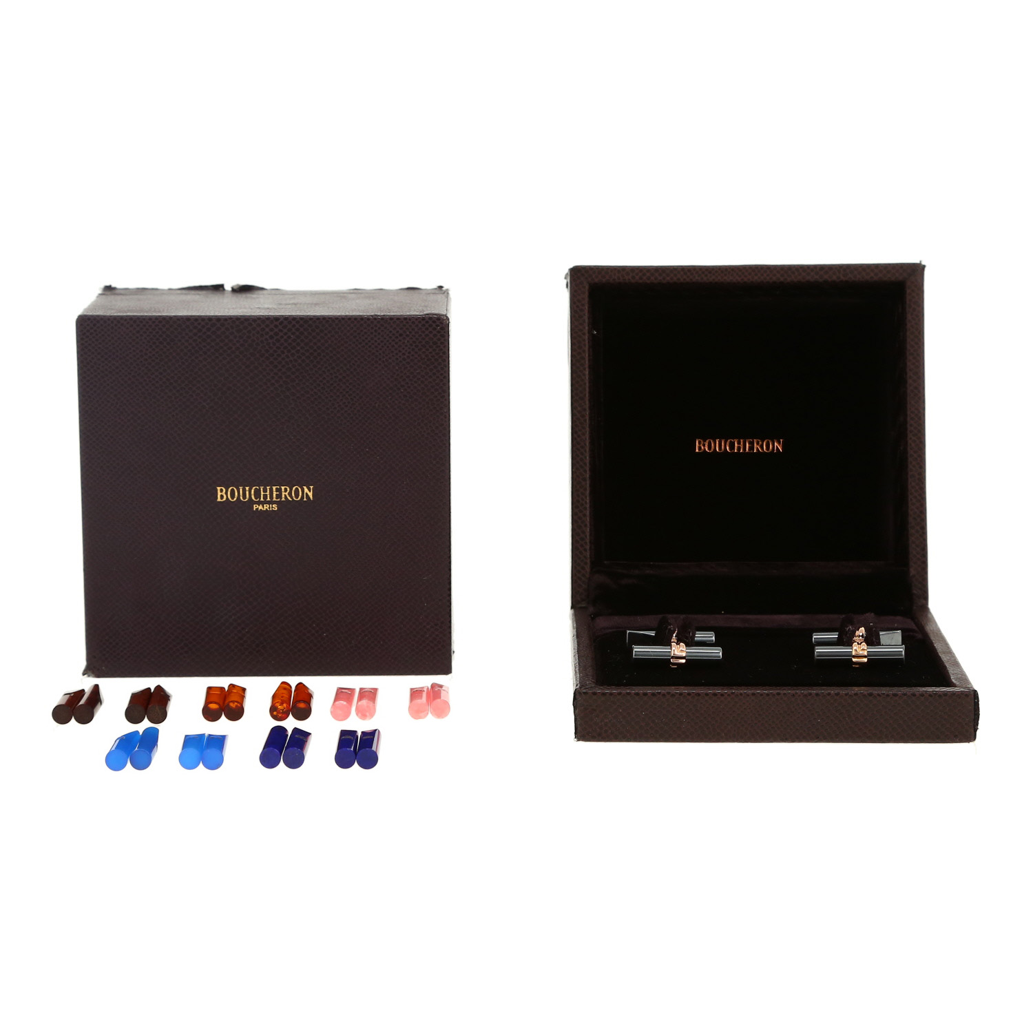 Boucheron  pair of cufflinks in pink gold and precious stones - Detail D2