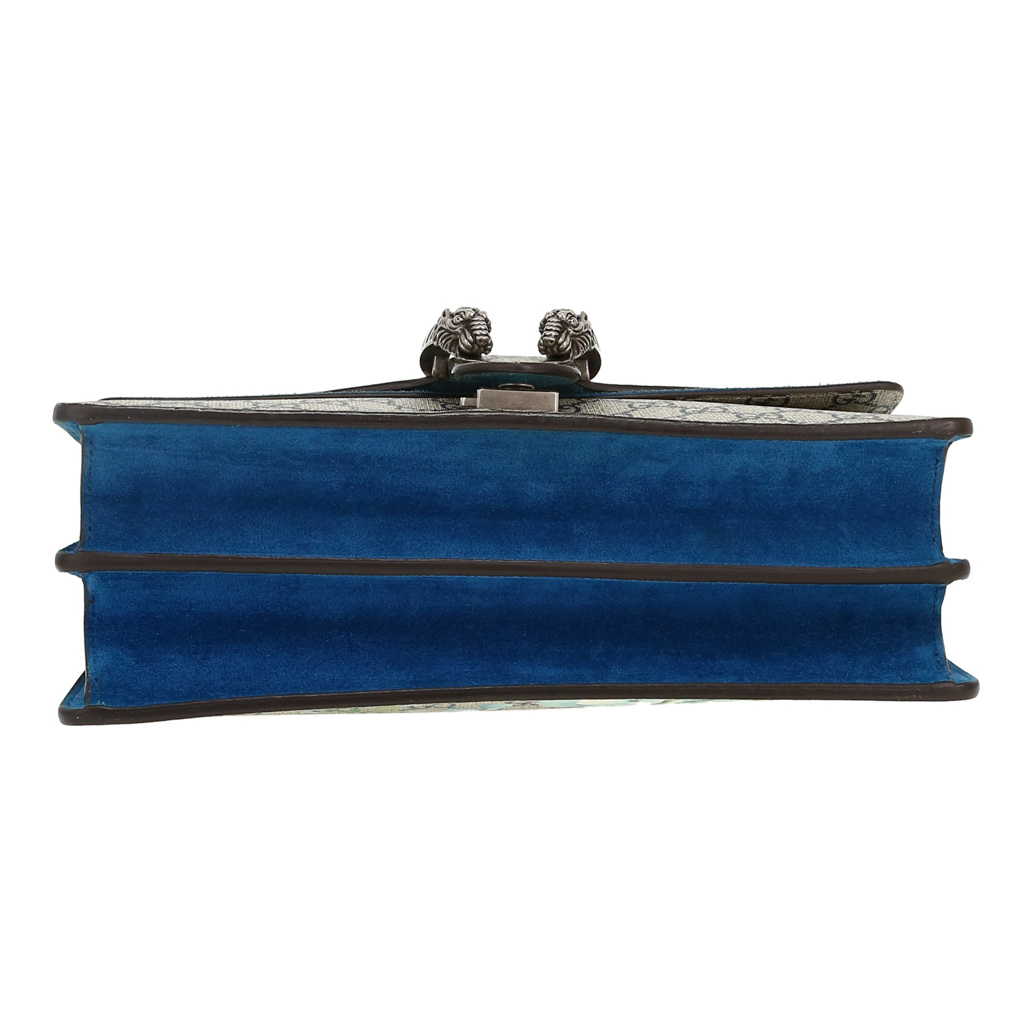 Bolso de mano Gucci  Dionysus en tejido "sûpreme GG" gris y Veau velours azul - Detail D1