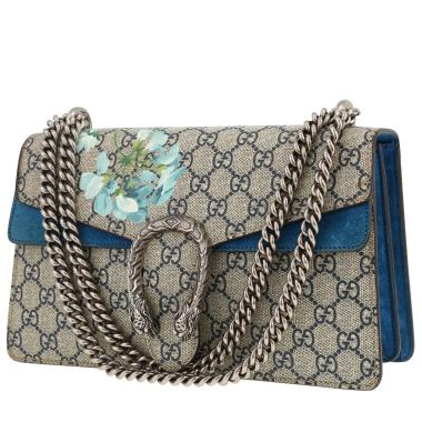 Sac à main Gucci  Dionysus en toile sûpreme GG grise et Veau velours bleu