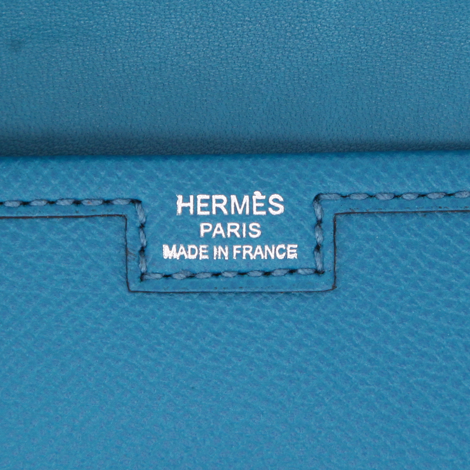 Pochette Hermès Jige en cuir epsom Bleu Izmir - Detail D2