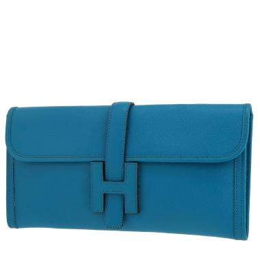 Pochette Hermès  Jige en cuir epsom Bleu Izmir