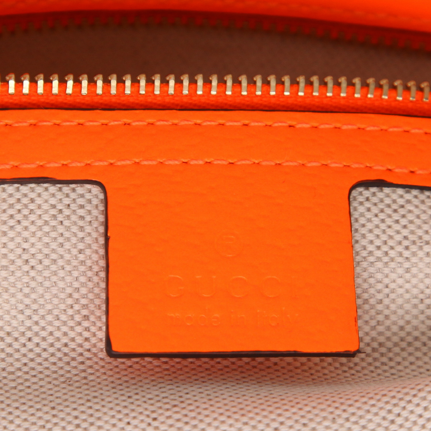 Sac cabas Gucci  Flora en toile beige et cuir orange - Detail D2
