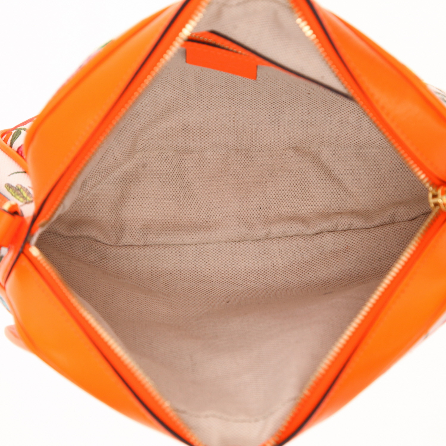Sac cabas Gucci  Flora en toile beige et cuir orange - Detail D3