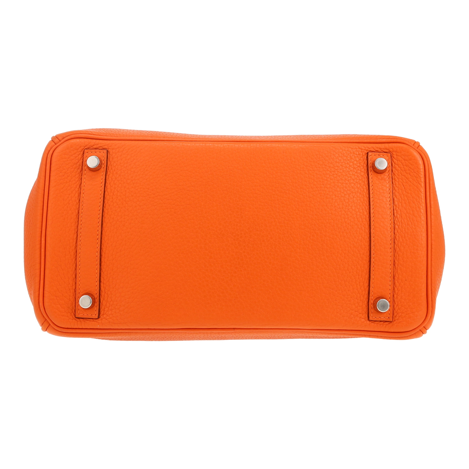 Bolso de mano Hermès  Birkin 30 cm en cuero taurillon clémence naranja - Detail D1