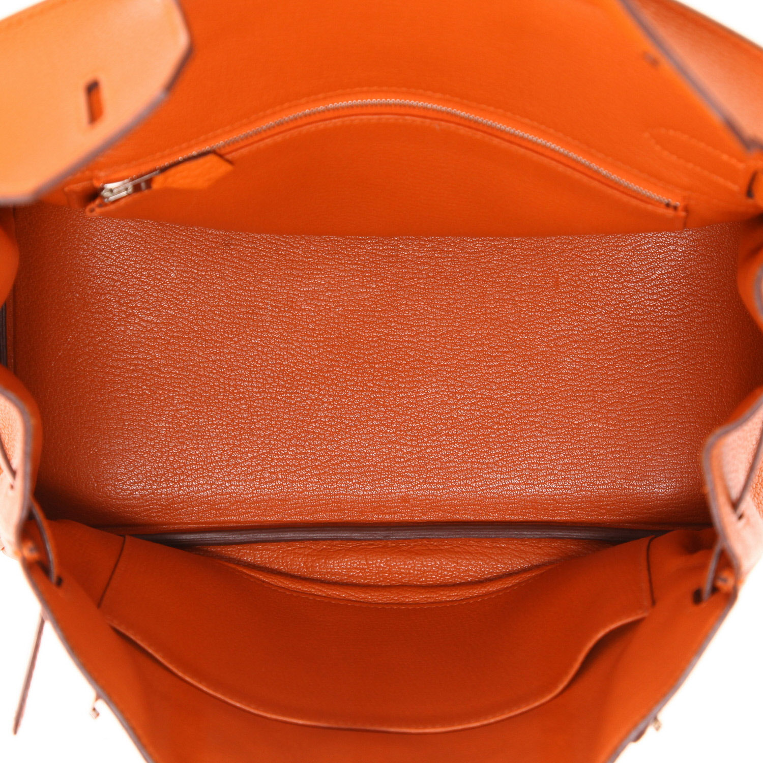 Bolso de mano Hermès  Birkin 30 cm en cuero taurillon clémence naranja - Detail D3