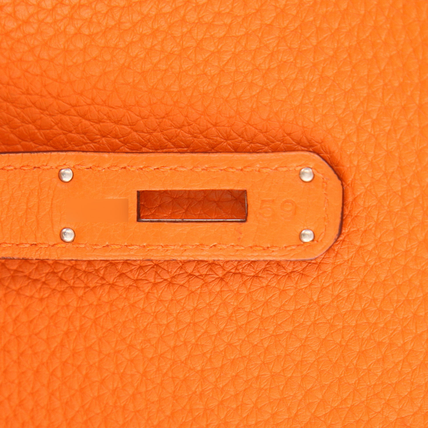 Bolso de mano Hermès  Birkin 30 cm en cuero taurillon clémence naranja - Detail D4
