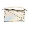 Loewe  Puzzle  shoulder bag  in white and blue grained leather - 360 thumbnail