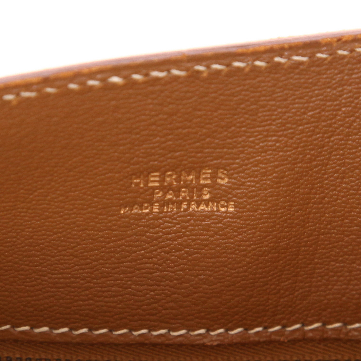 Bolso de mano Hermès  Cadenas en cuero Courchevel color oro - Detail D2