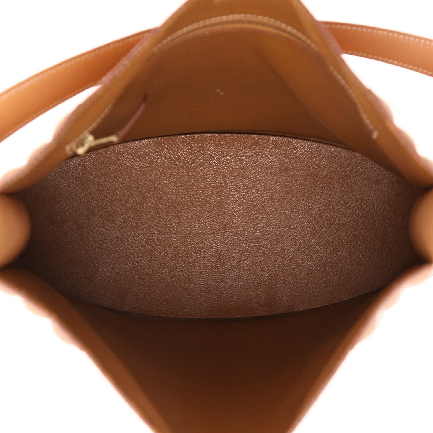 Bolso de mano Hermès  Cadenas en cuero Courchevel color oro - Detail D3