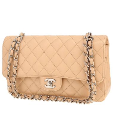 Borsa Chanel  Timeless Classic in pelle martellata e trapuntata beige