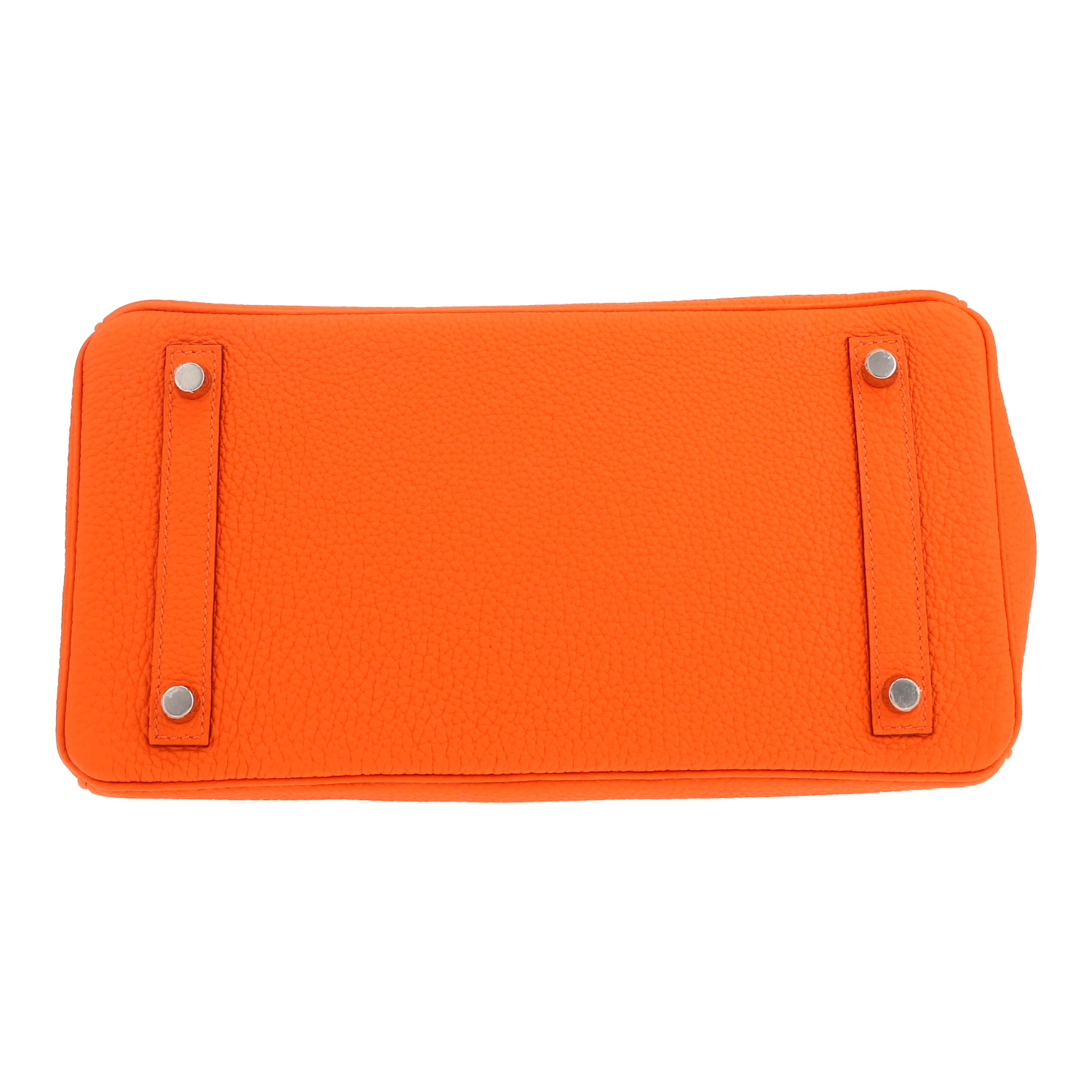 Bolso de mano Hermès  Birkin 30 cm en cuero togo naranja - Detail D1
