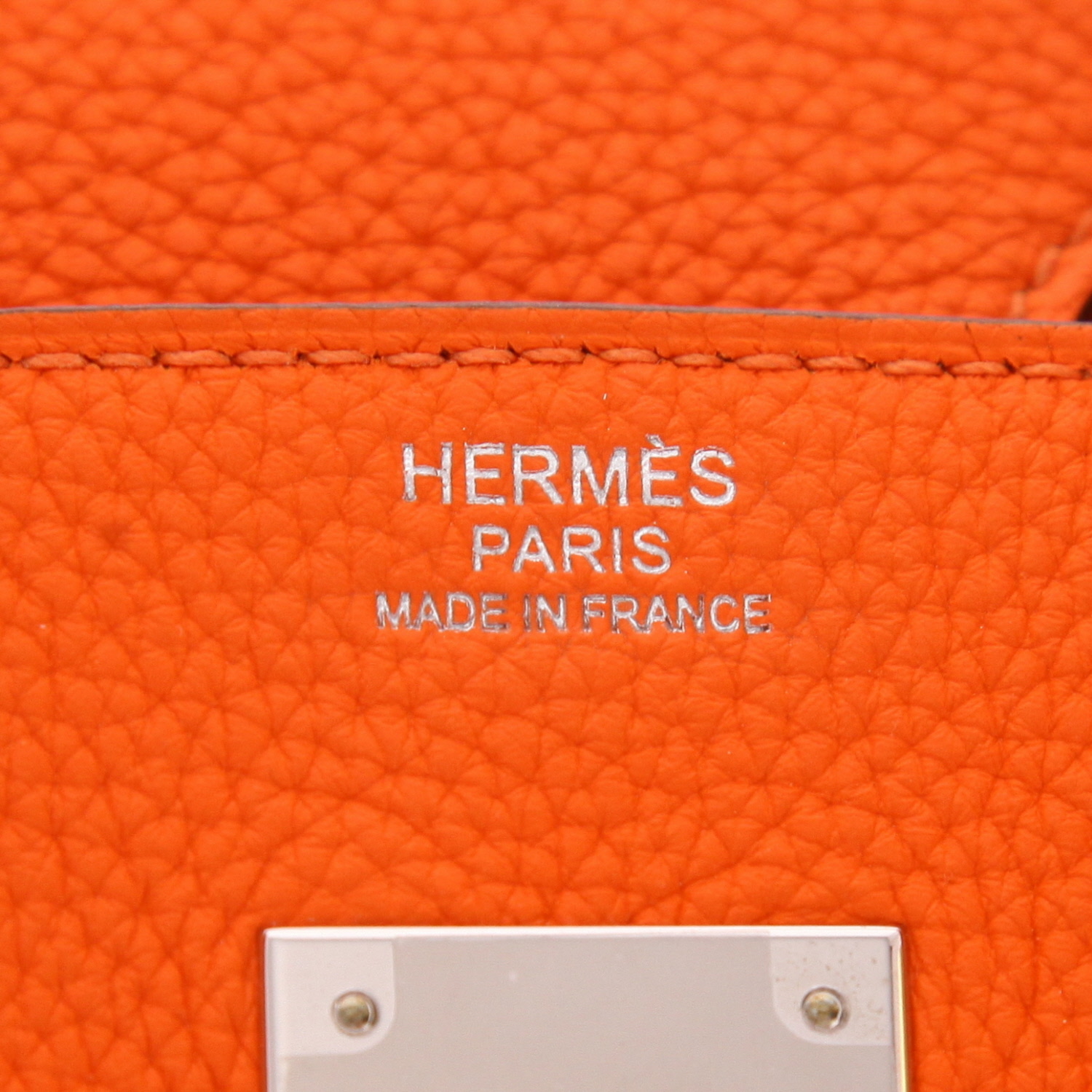 Borsa Hermès  Birkin 30 cm in pelle togo arancione - Detail D2