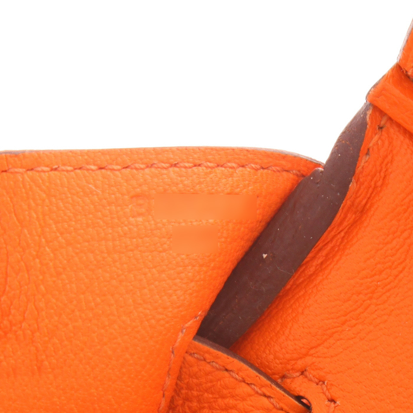 Bolso de mano Hermès  Birkin 30 cm en cuero togo naranja - Detail D4