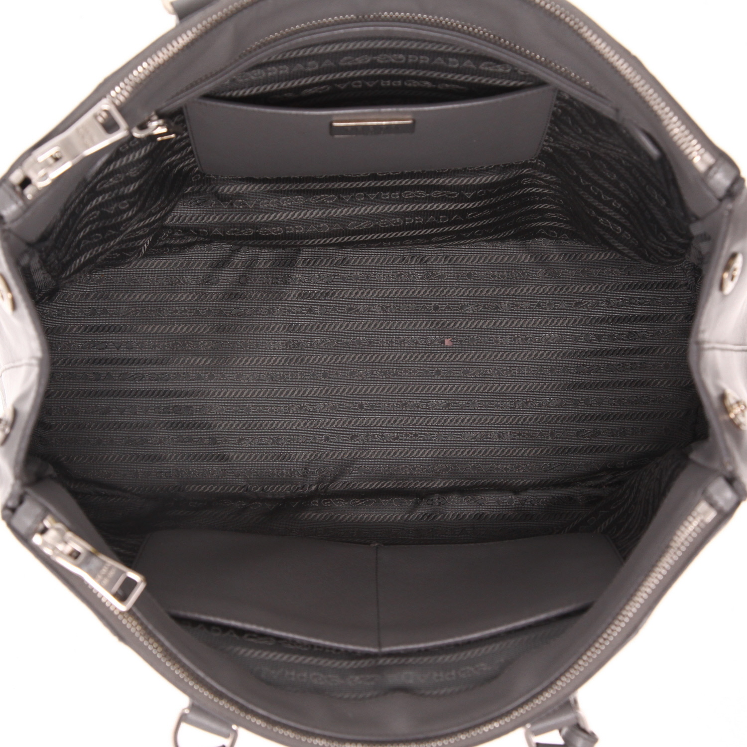 Prada  Galleria handbag  in grey bicolor  leather saffiano - Detail D3