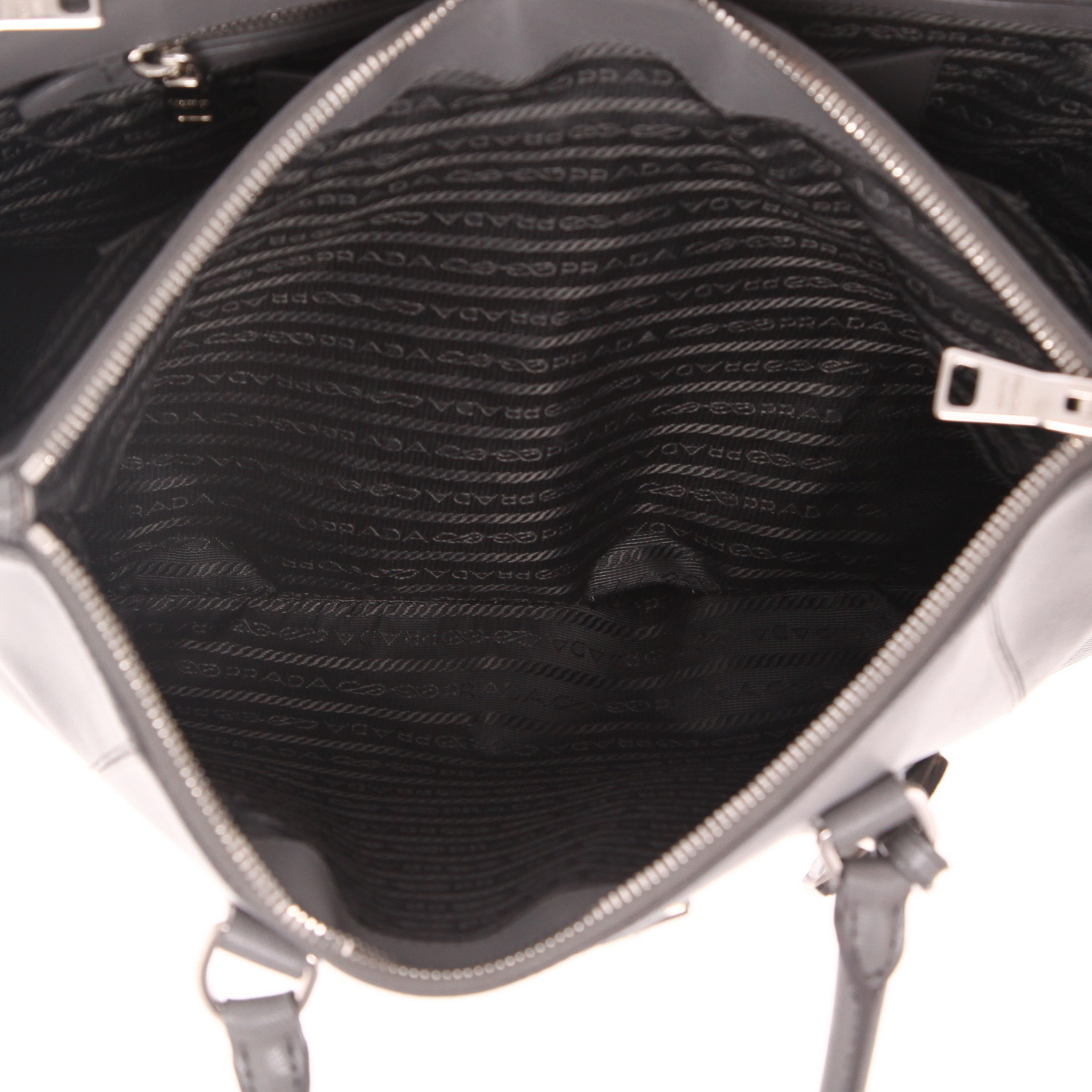 Borsa Prada  Galleria in pelle saffiano bicolore grigia - Detail D4