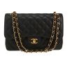 Chanel  Timeless Jumbo handbag  in black quilted grained leather - 360 thumbnail