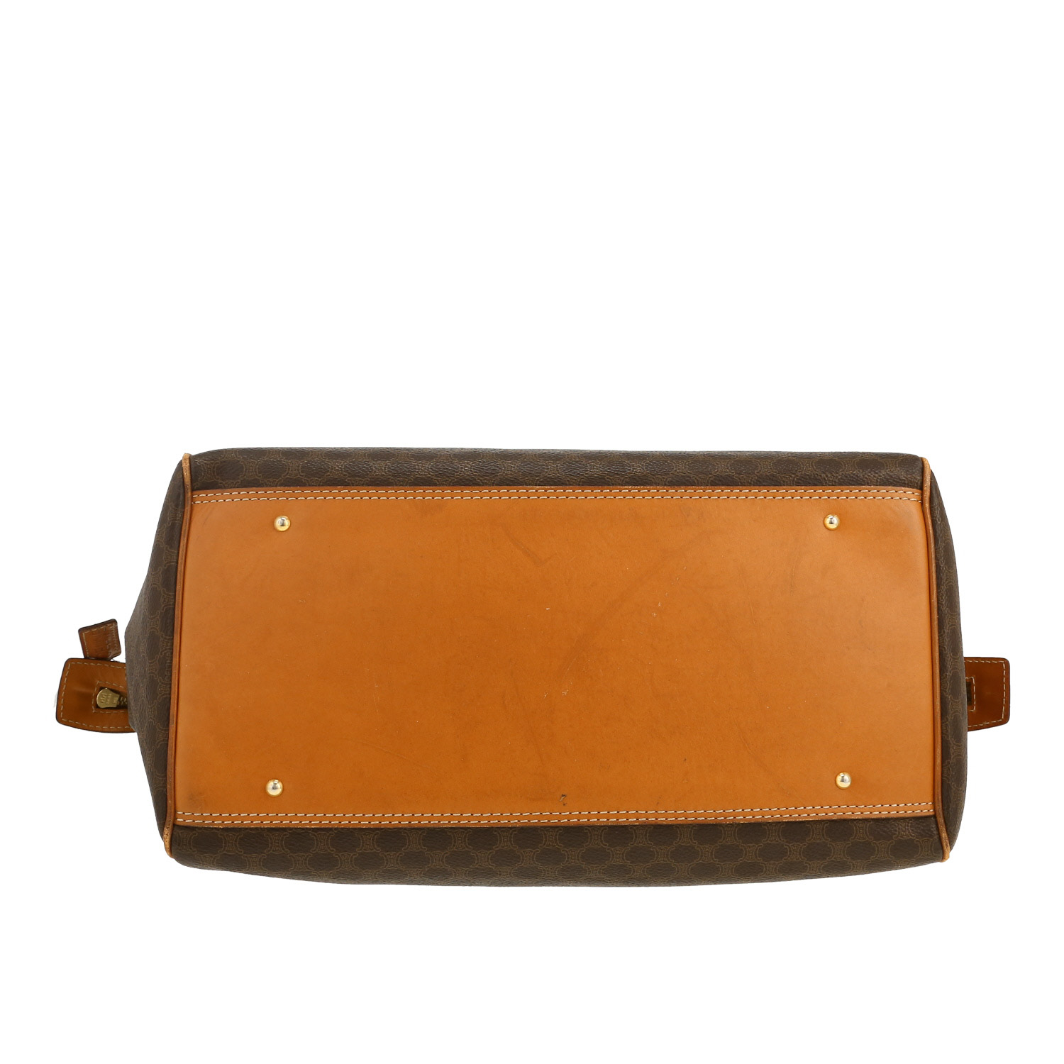 Celine  Vintage handbag  in brown "Triomphe" canvas  and brown leather - Detail D1