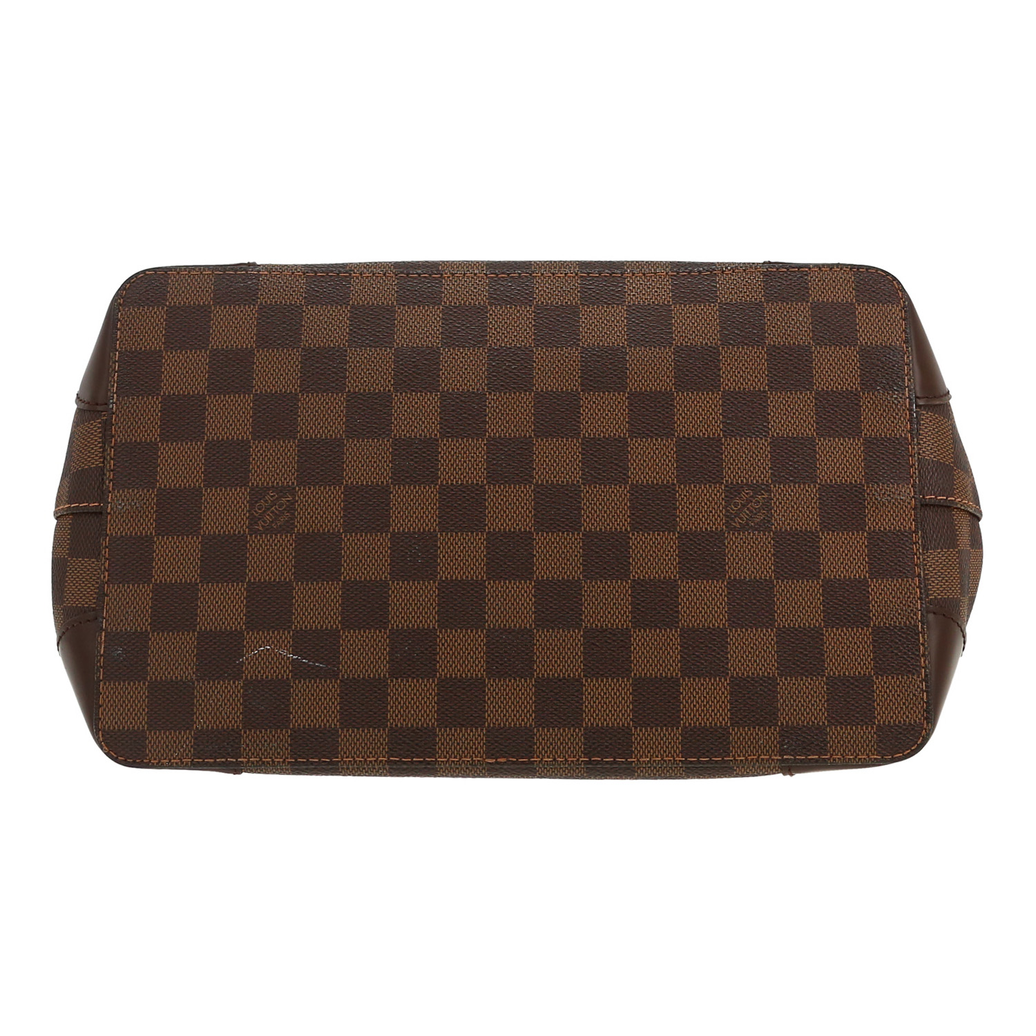 Louis Vuitton  Hampstead shopping bag  in ebene damier canvas  and brown leather - Detail D1