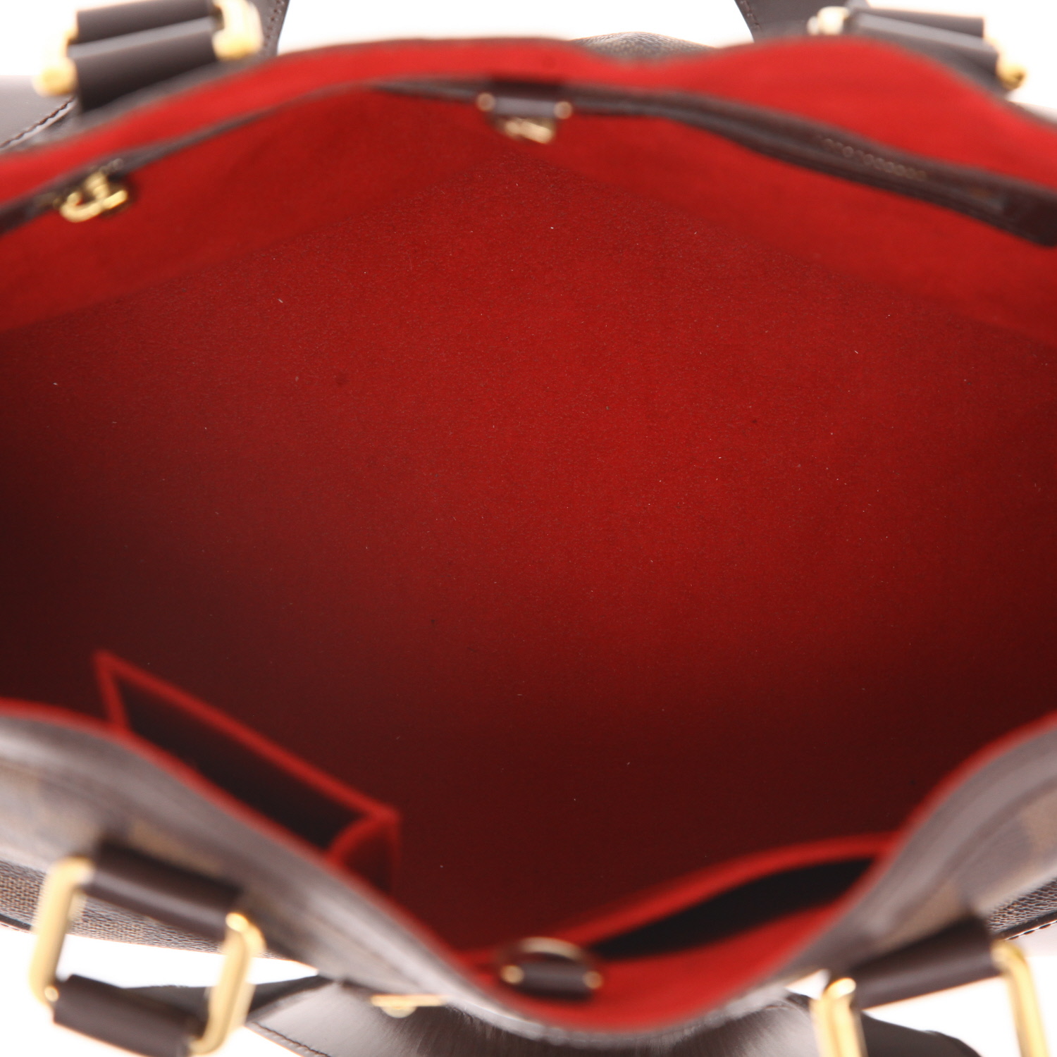 Louis Vuitton  Hampstead shopping bag  in ebene damier canvas  and brown leather - Detail D3