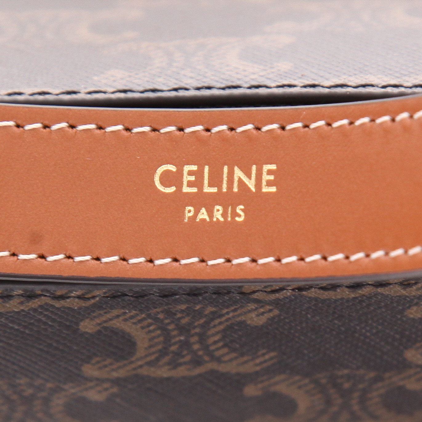 Borsa Celine  Ava modello medio  in tela "Triomphe" e pelle marrone - Detail D2