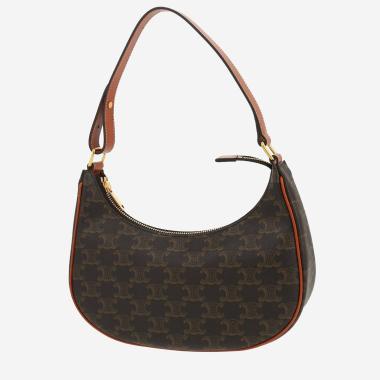 Celine  Ava medium model  handbag  "Triomphe" canvas  and brown leather