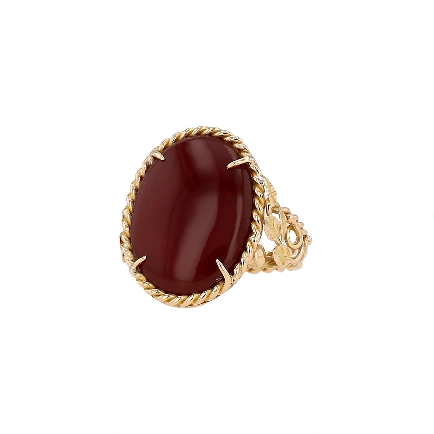 Bague Vintage  en or jaune et cornaline - 00pp