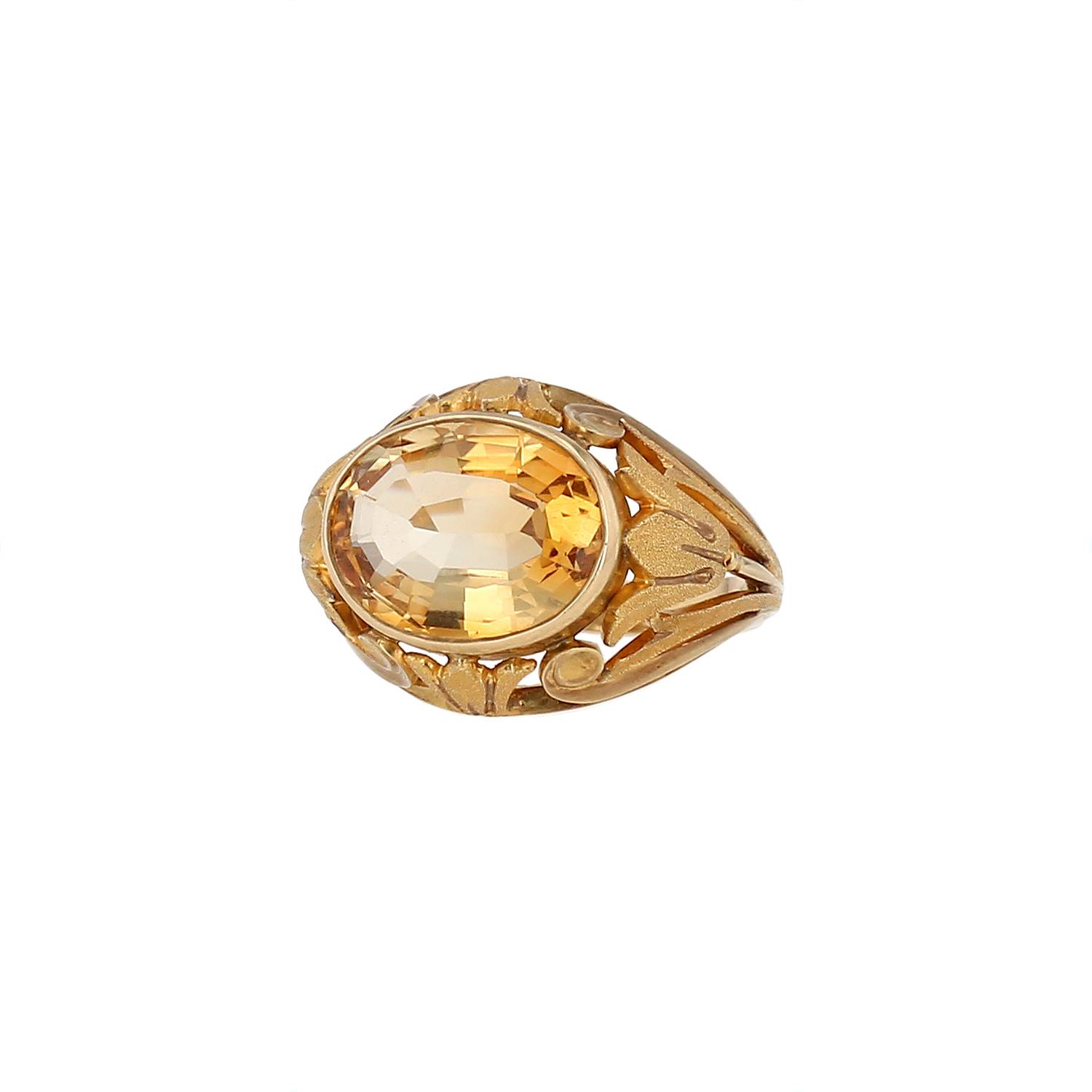 Anello Vintage  in oro giallo e quarzo citrino - 00pp