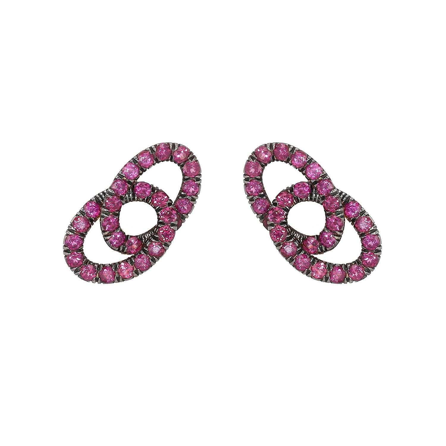 Pomellato Catene earrings in pink gold, blackened gold and tourmaline
